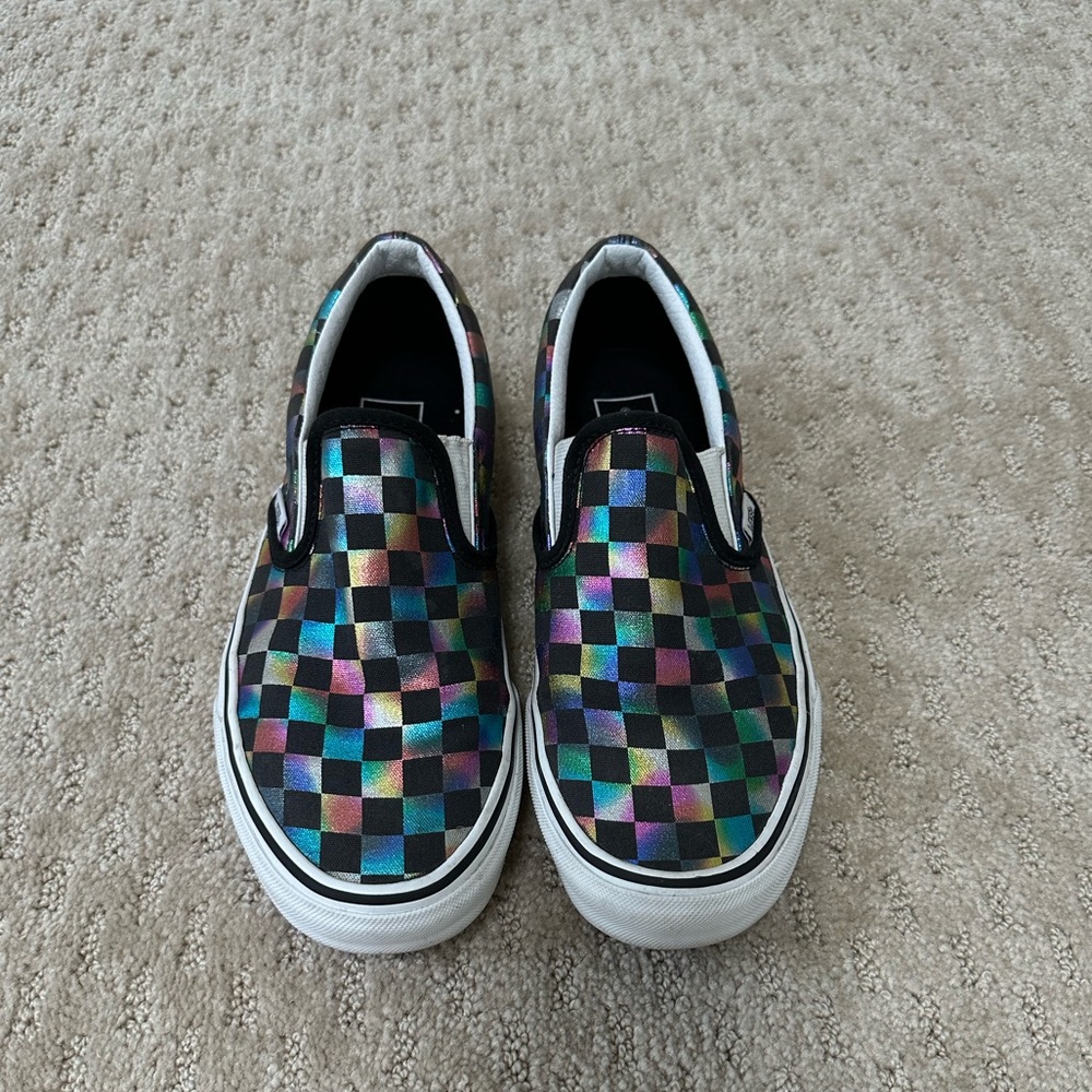 Shiny checkered vans women size 8.5/ men size 7